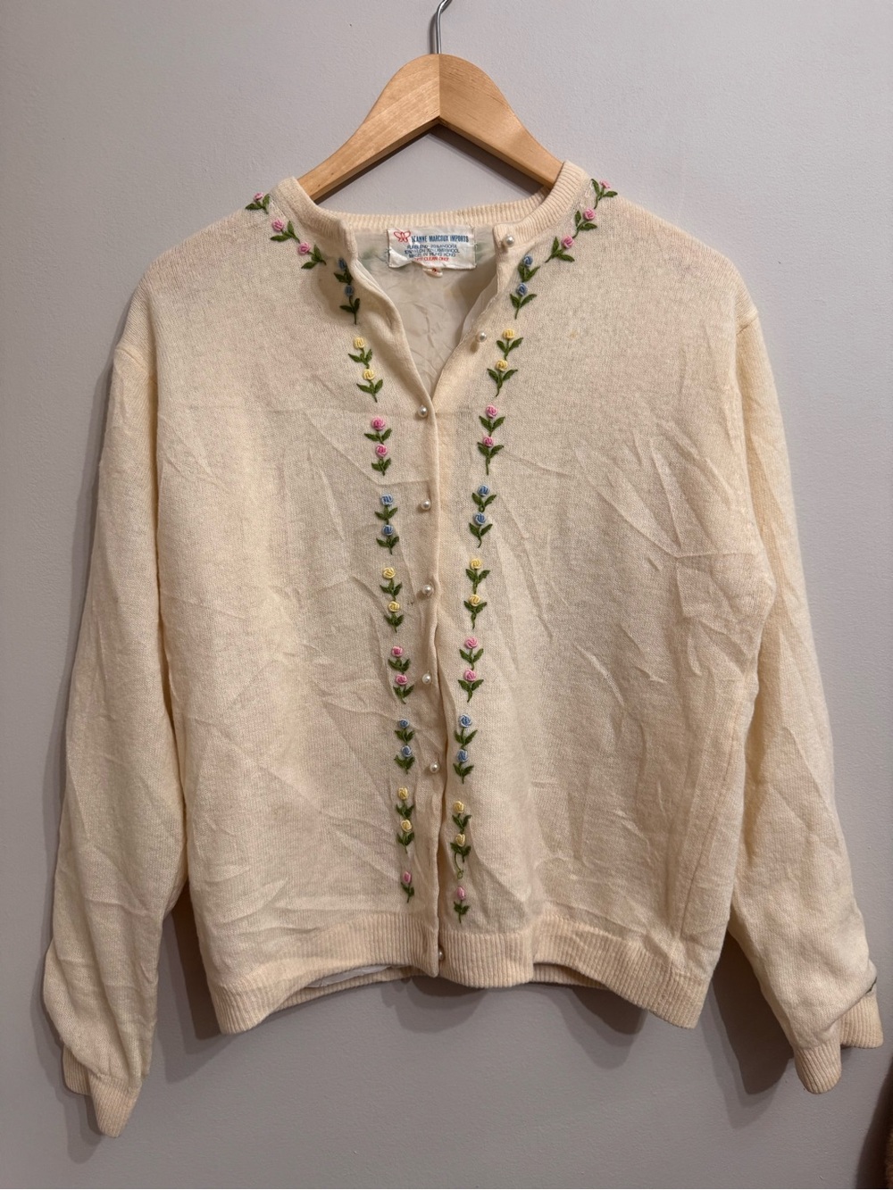 60's Jeanne Marcoux Rockabilly Cottagecore Romantic Angora Lamb Wool Cardigan